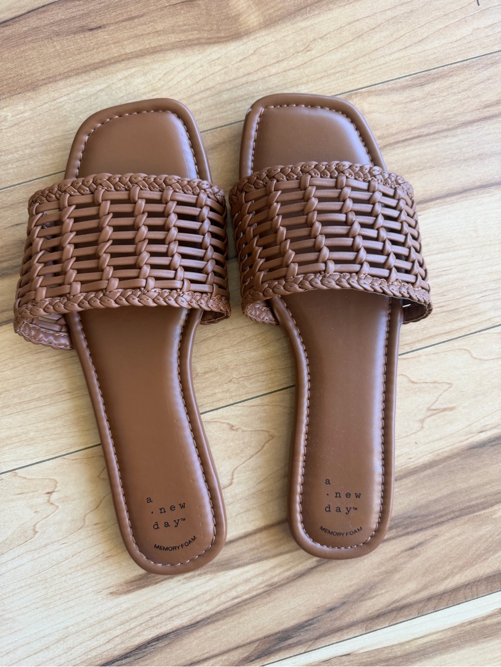 a new day Cognac Braided Slide Sandals